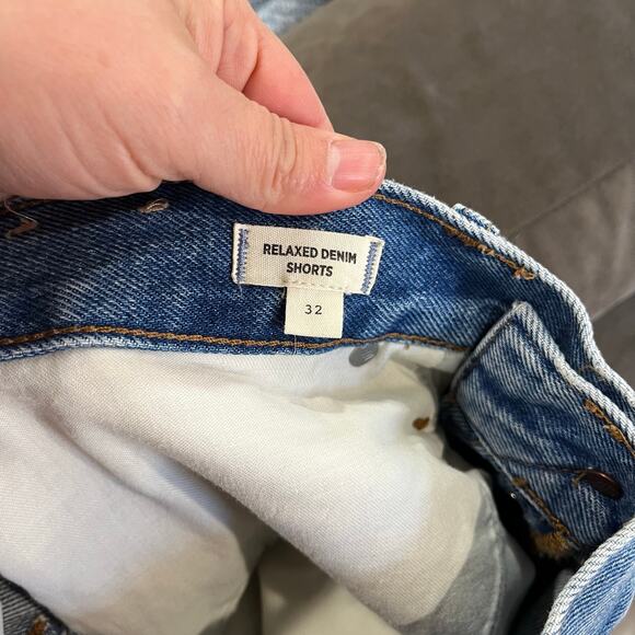 Madewell Relaxed Denim Shorts Distressed High Rise Blue Cotton Size 32 - Picture 7 of 9